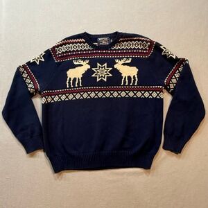 American Living Ralph Lauren Nordic Moose Fair Isle Mountain Sweater Men XXL